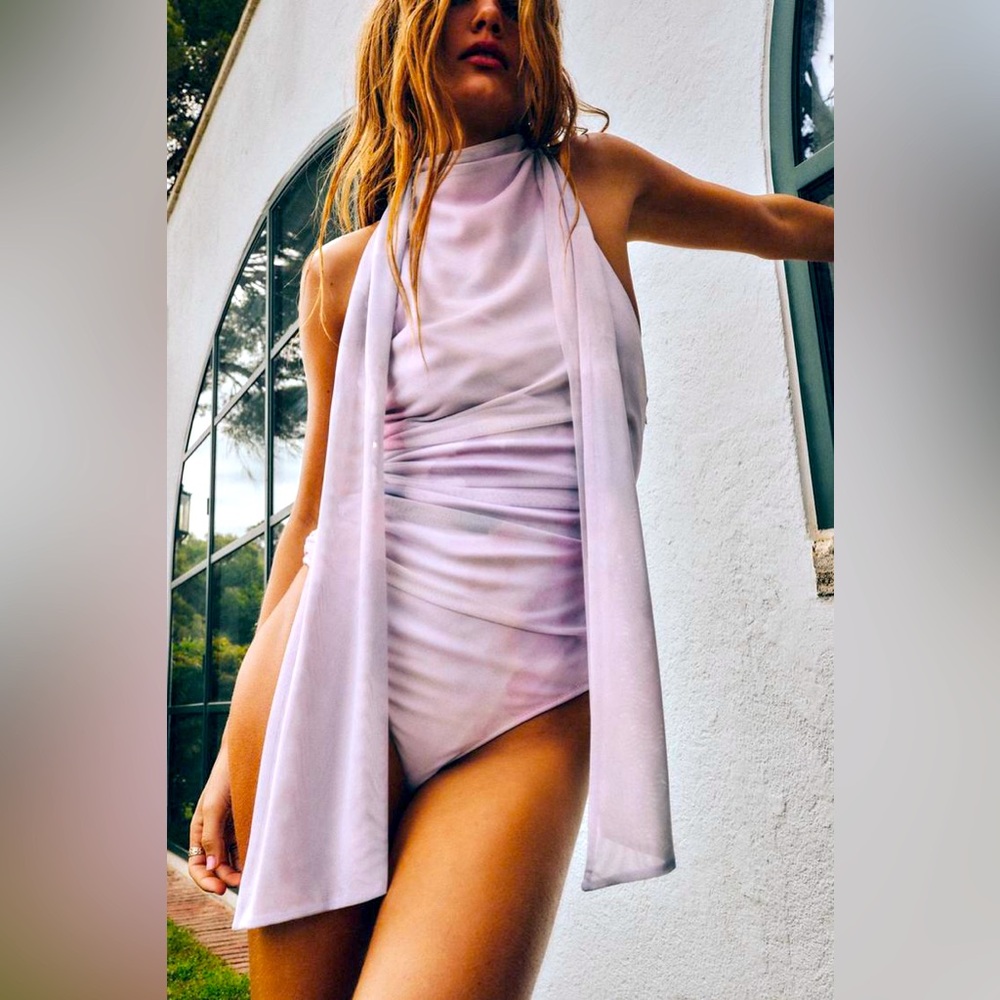 Zara  PRINTED TULLE BODYSUIT